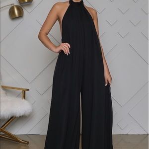 Backless halter jumpsuit